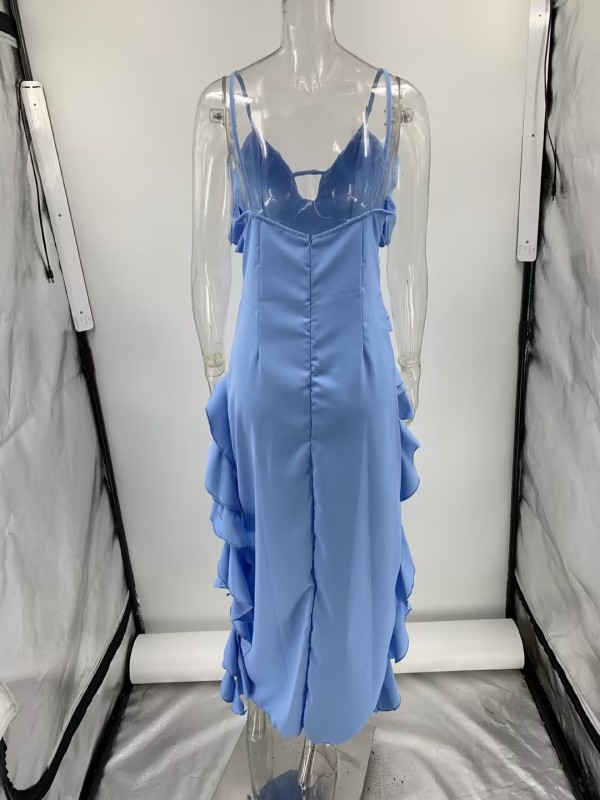 Sexy Strap Irregular Solid Color D RESS New