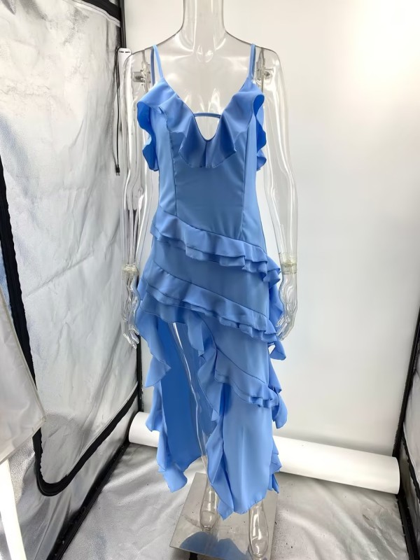 Sexy Strap Irregular Solid Color D RESS New