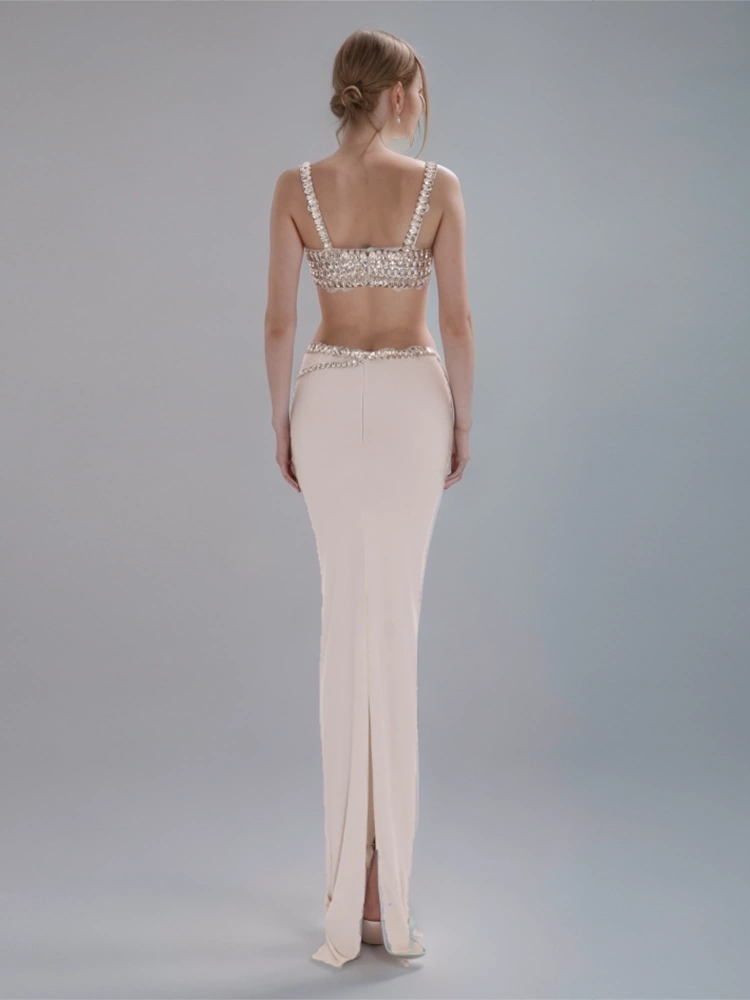 White Diamonds Bandage Backless Two Piece Set