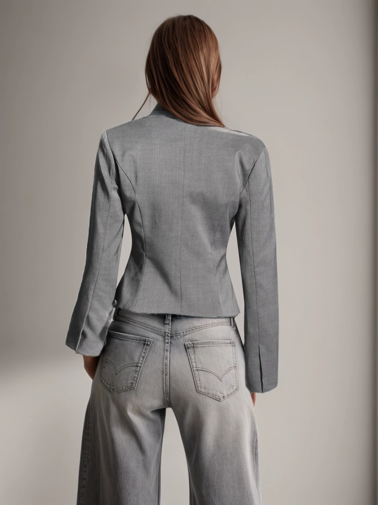 Single Shoulder  Hollow Out Slimming Suit Blazer