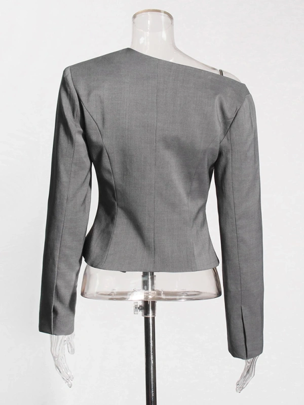 Single Shoulder  Hollow Out Slimming Suit Blazer