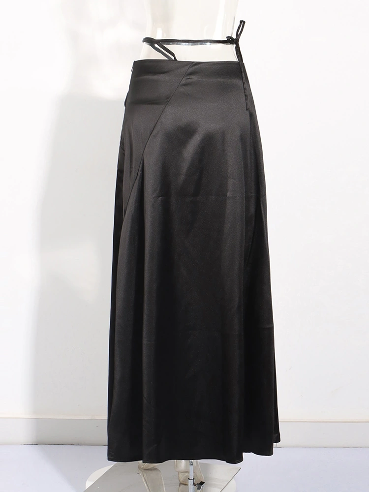 Hollow Lace Up High Wiast Skirt