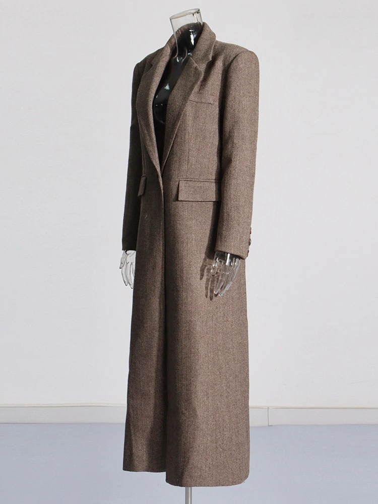 V Neck Casual Pocket Long Blazer