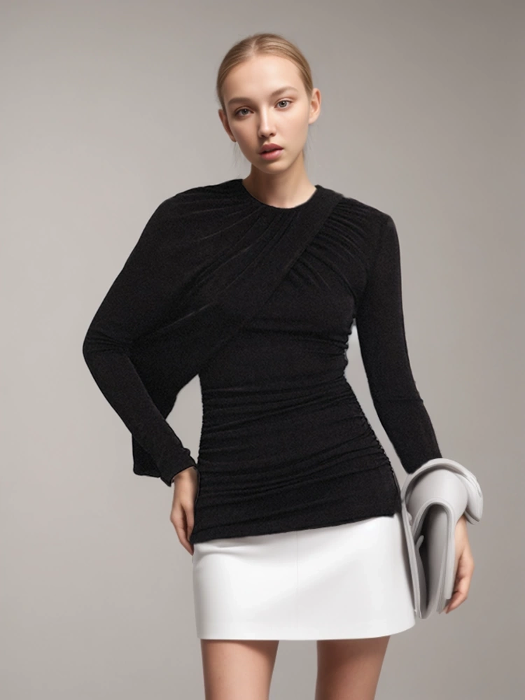 Half Shawl  Versatile Knit T-shirt