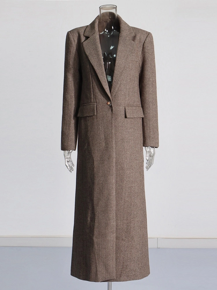 V Neck Casual Pocket Long Blazer