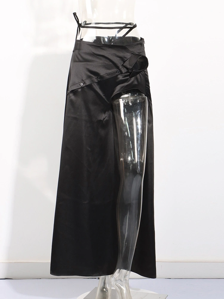 Hollow Lace Up High Wiast Skirt