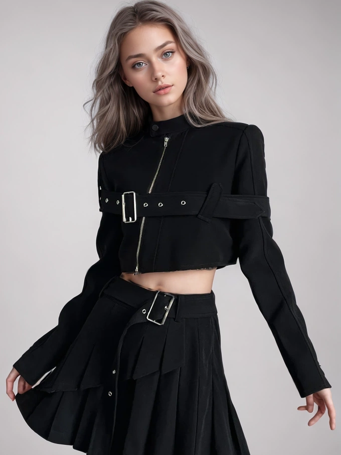 Slim Zippered Short Jacket Tops