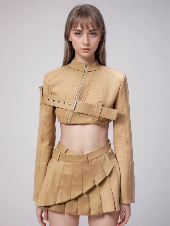Slim Zippered Short Jacket Tops