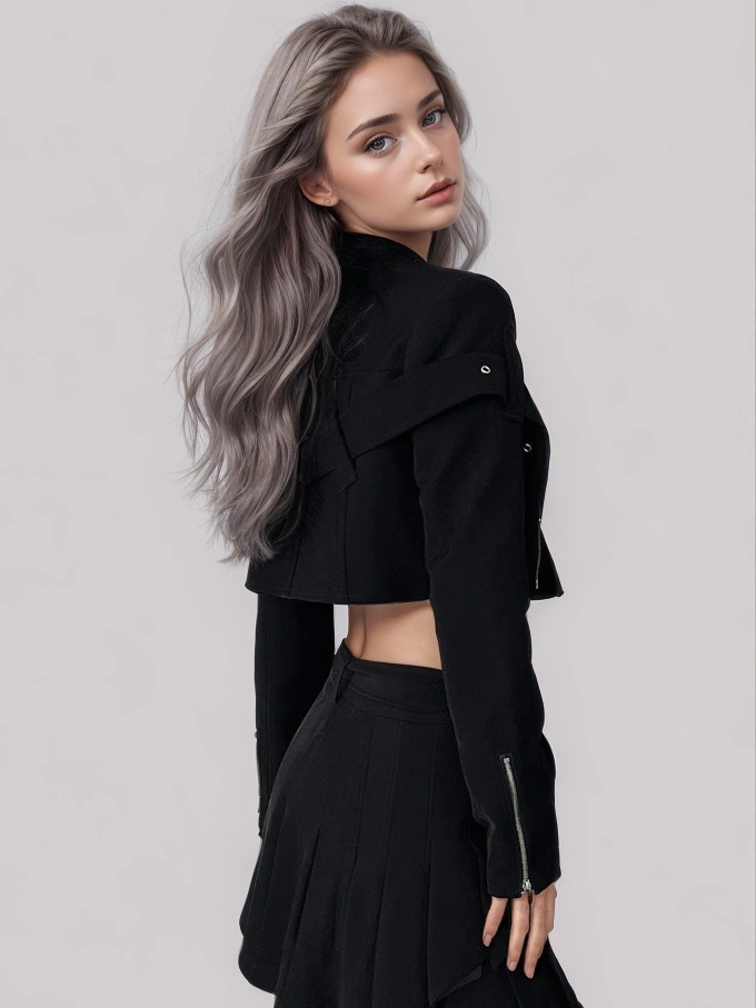 Slim Zippered Short Jacket Tops