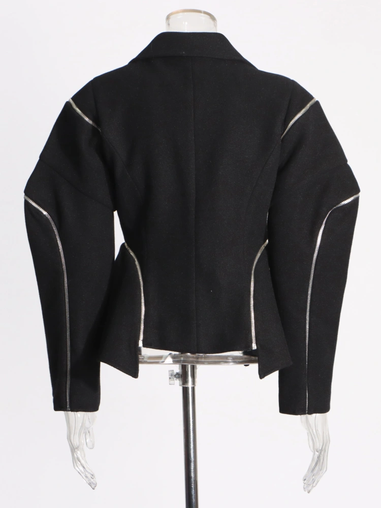 Spliced Zipper Irregular Top Jacket