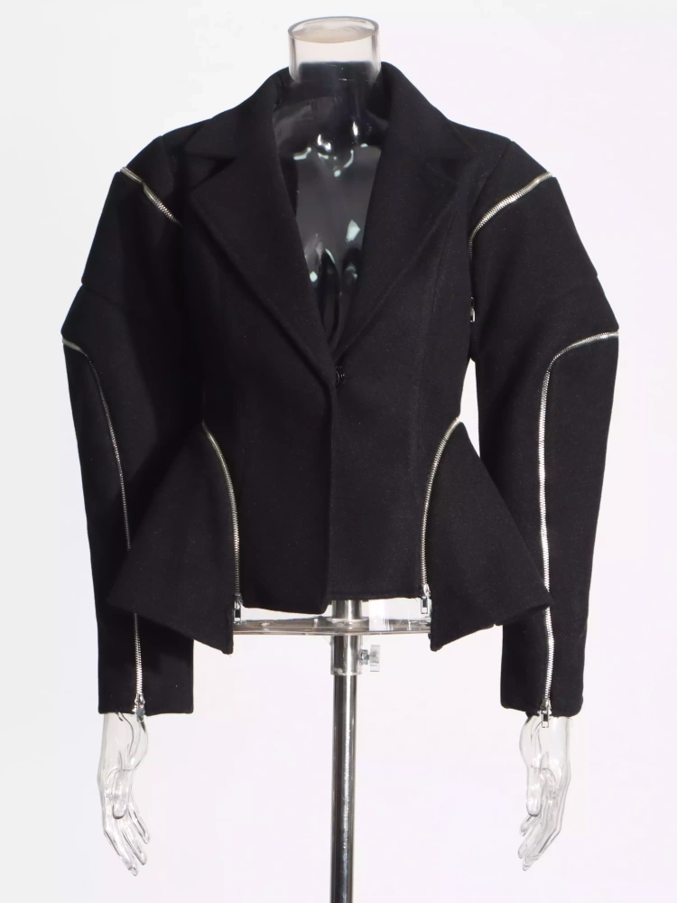 Spliced Zipper Irregular Top Jacket