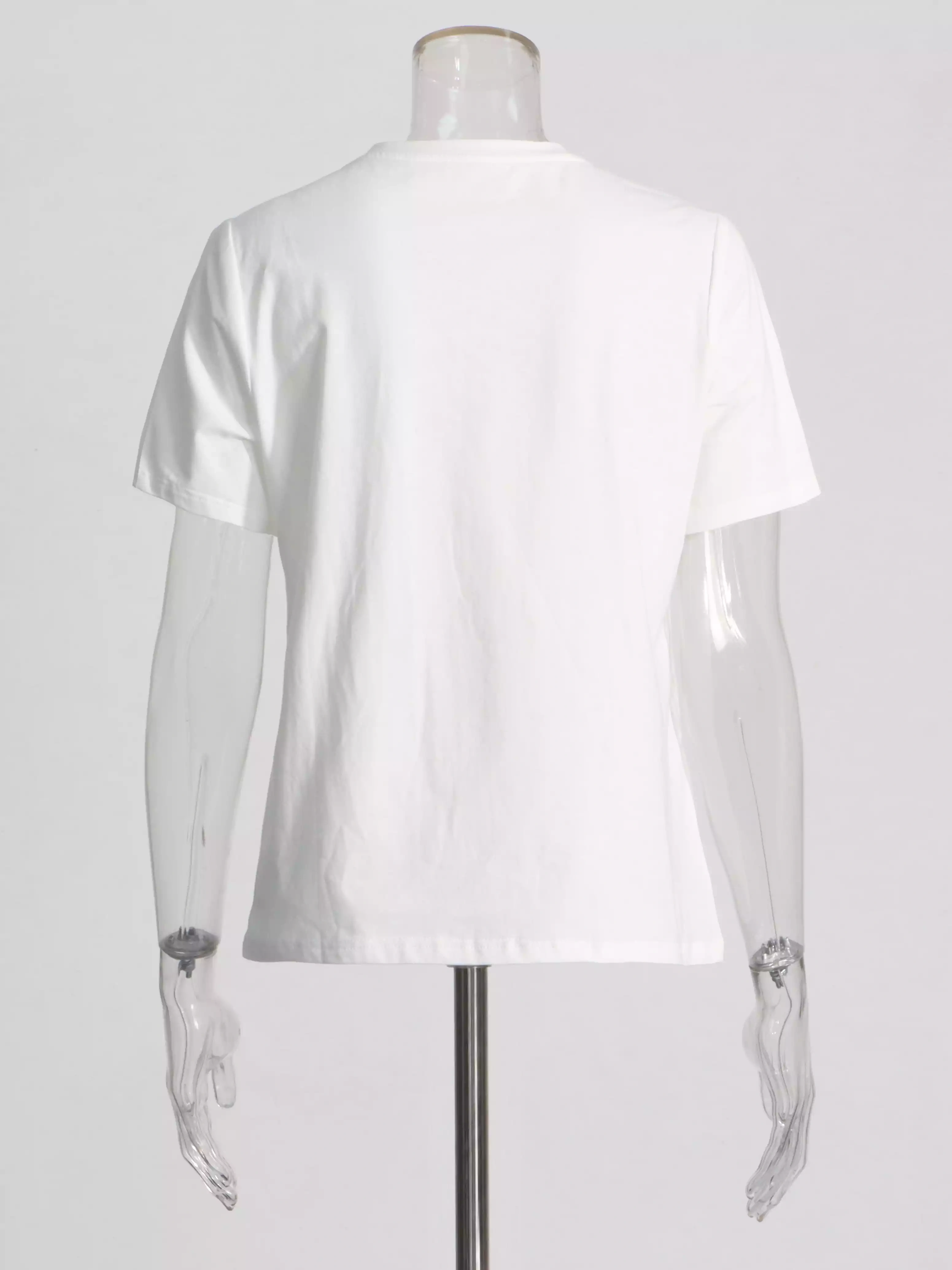 Round Neck Flower Short SLeeve T -shirt