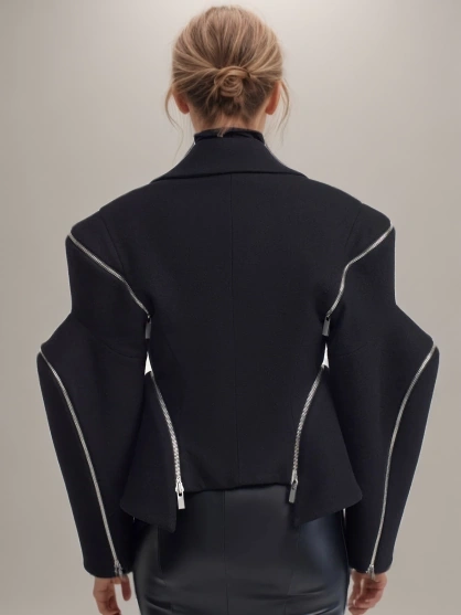 Spliced Zipper Irregular Top Jacket