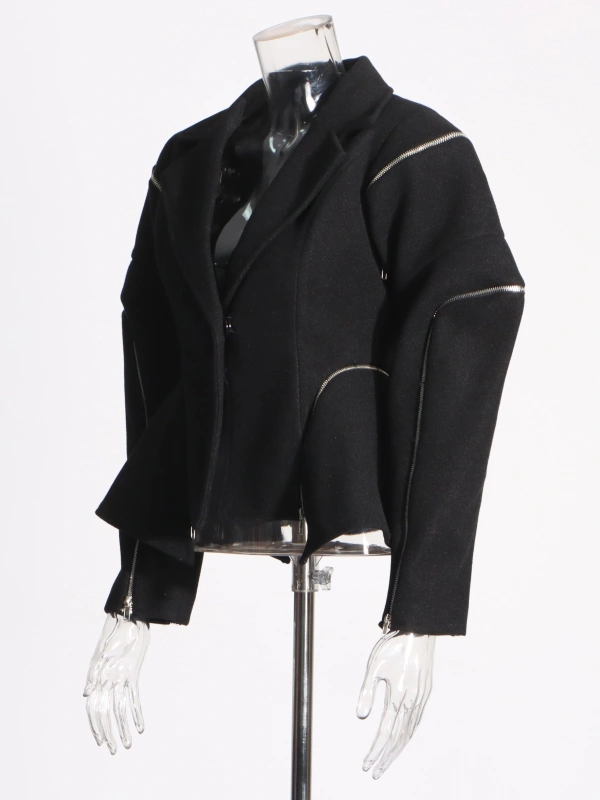 Spliced Zipper Irregular Top Jacket