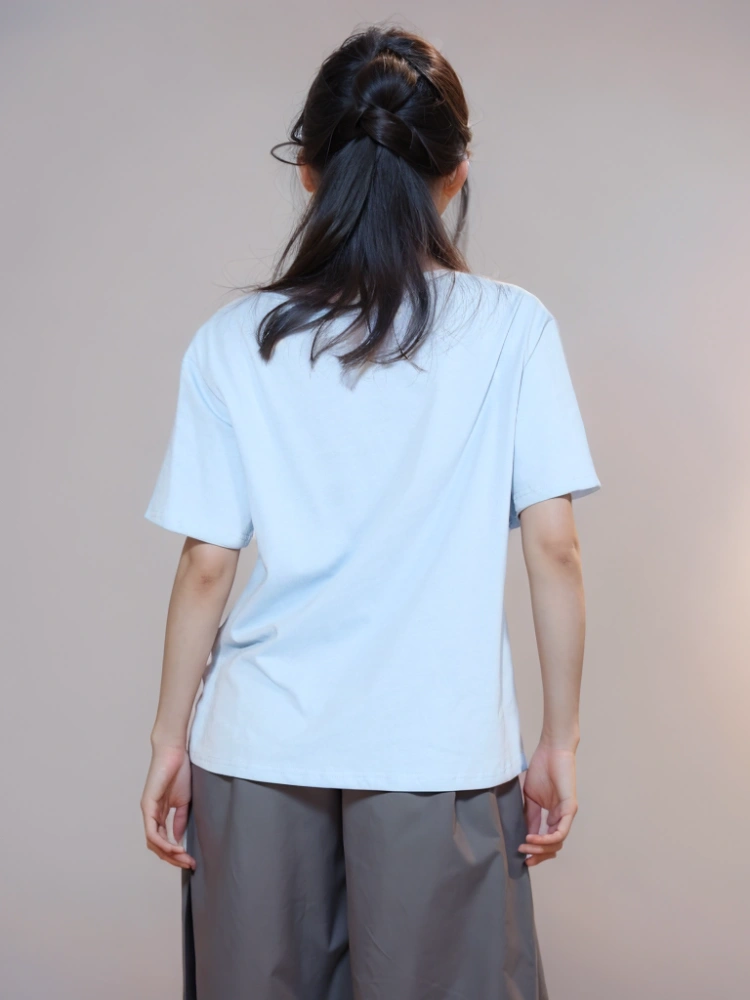 Round Neck Flower Short SLeeve T -shirt