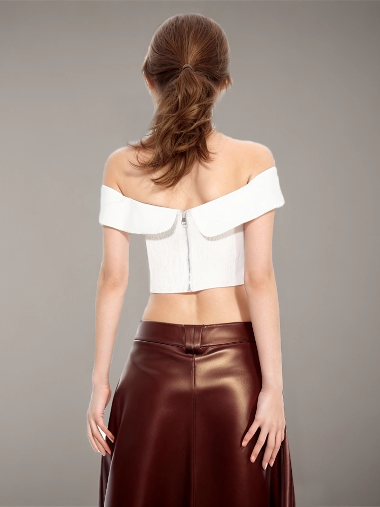 Retro 3D Flower One SHoulder Bra Vest  Tops