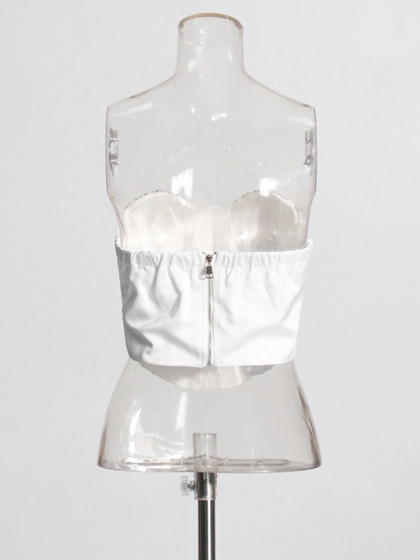 Diamonds Pleated Waist Slimming Strapless  Vest Tops