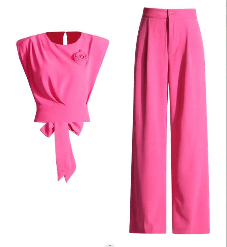 V Neck Bubble Sleeve Tops Two Piece Set New