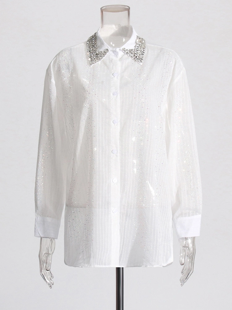 Diamonds Bead Collar Sunscreen Shirt New