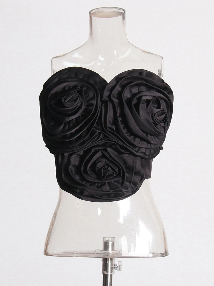 3D Floral Slim Iredular Design Tops Vest
