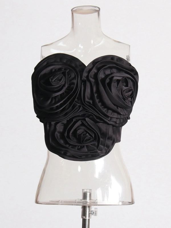 3D Floral Slim Iredular Design Tops Vest