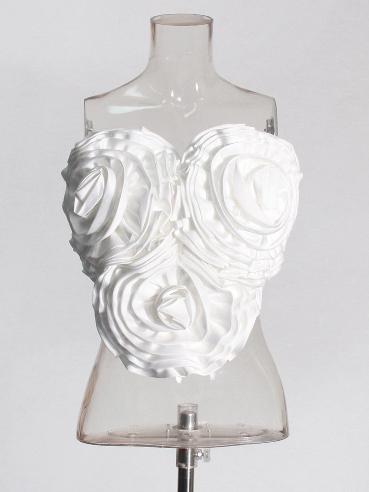 3D Floral Slim Iredular Design Tops Vest