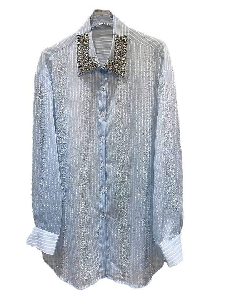 Diamonds Bead Collar Sunscreen Shirt New