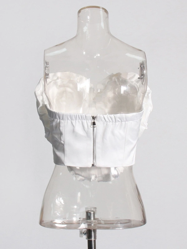 3D Floral Slim Iredular Design Tops Vest