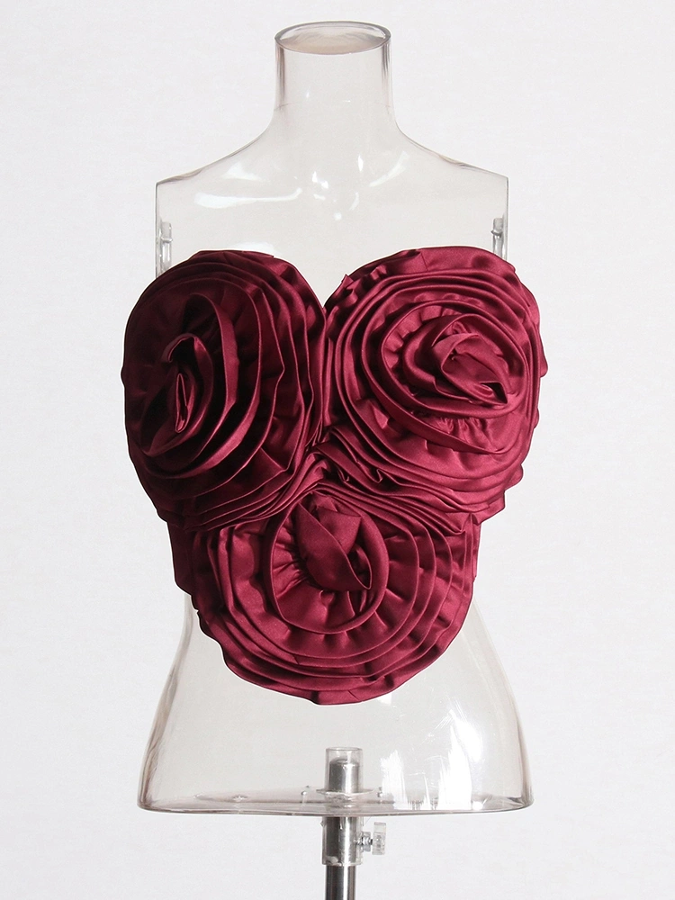 3D Floral Slim Iredular Design Tops Vest