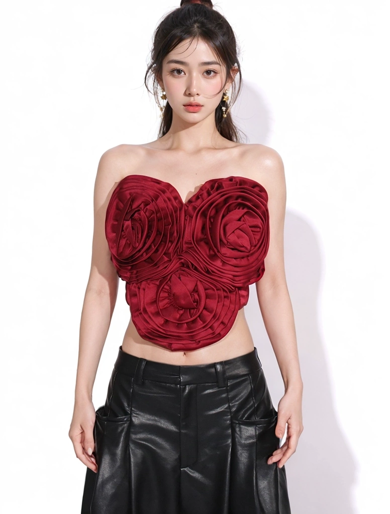 3D Floral Slim Iredular Design Tops Vest