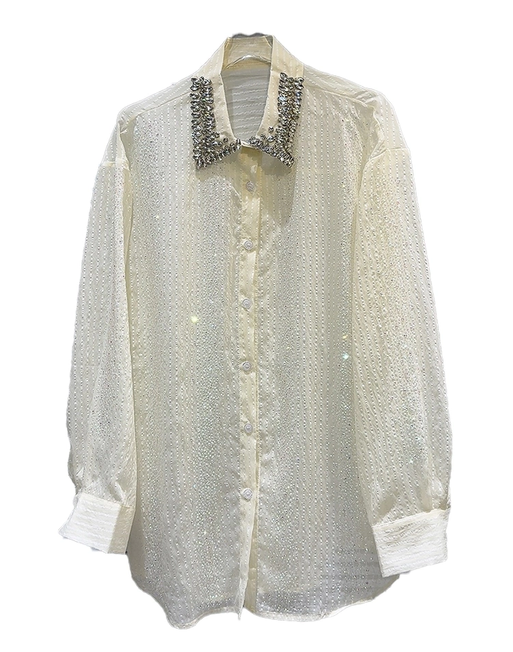 Diamonds Bead Collar Sunscreen Shirt New