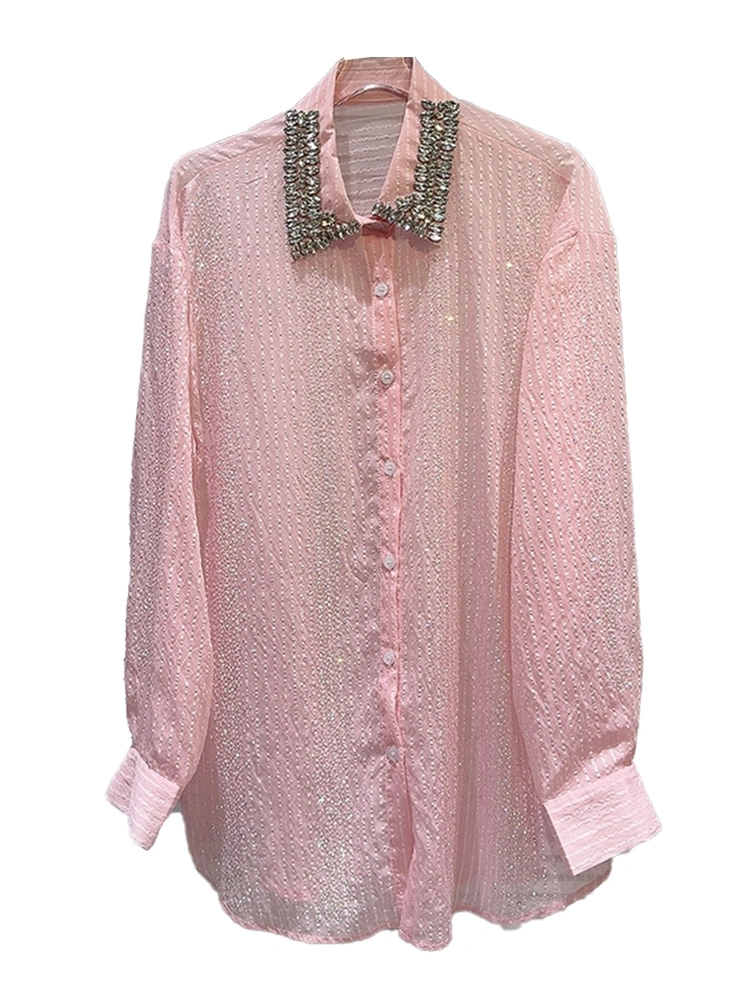 Diamonds Bead Collar Sunscreen Shirt New
