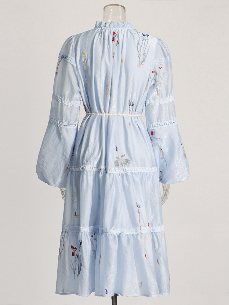 Embroidered socialite style Korean Long Sleeve Dress New