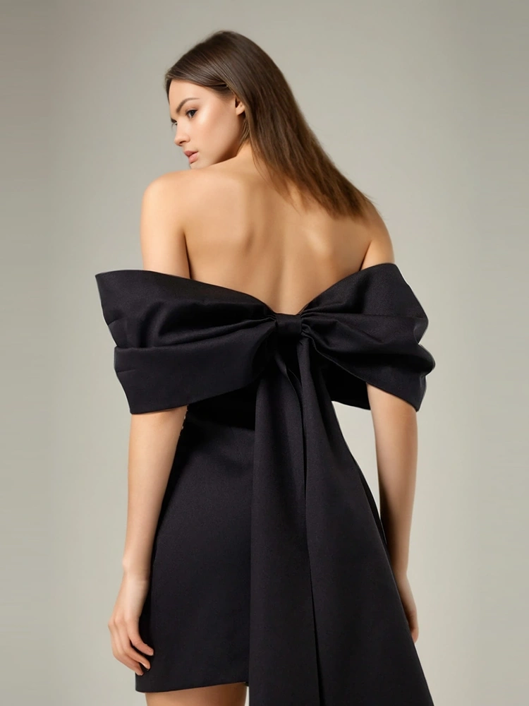 Big Bow Sexy Off Shoulder Slim Mini Dresses New