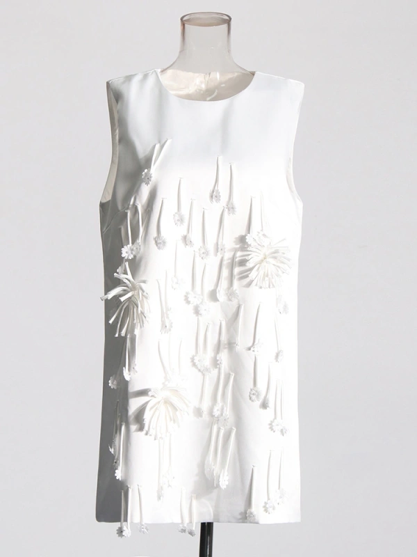 Floral Tassel Niche Design Round Neck Sleeveless Dresss New