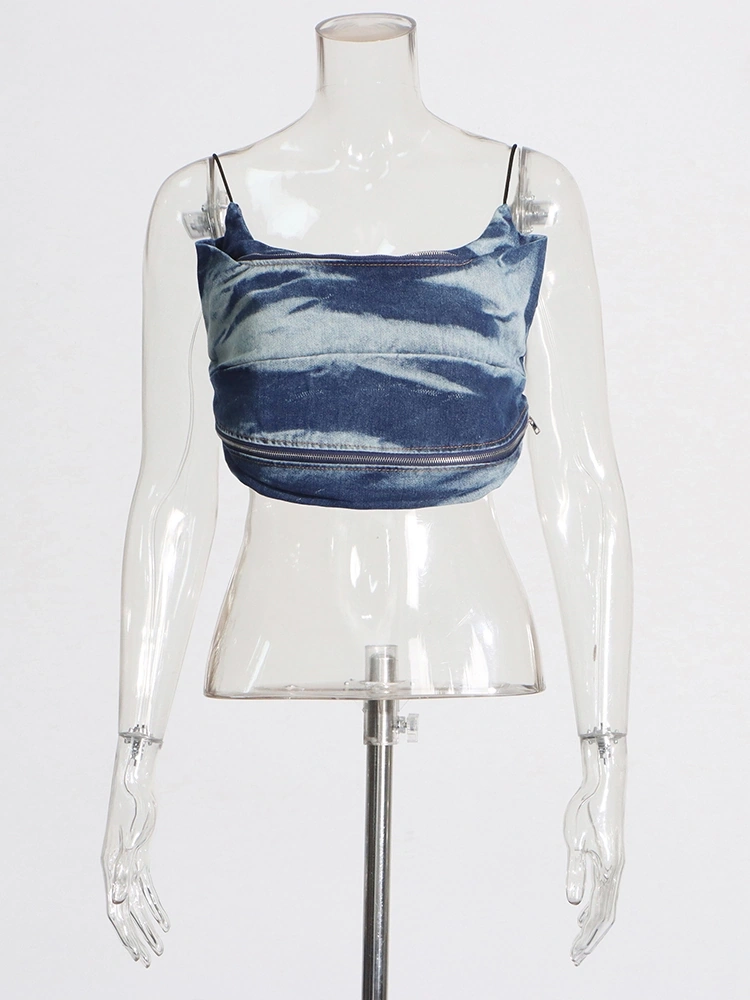 Strap Tie Dye Denim Two Piece Set New