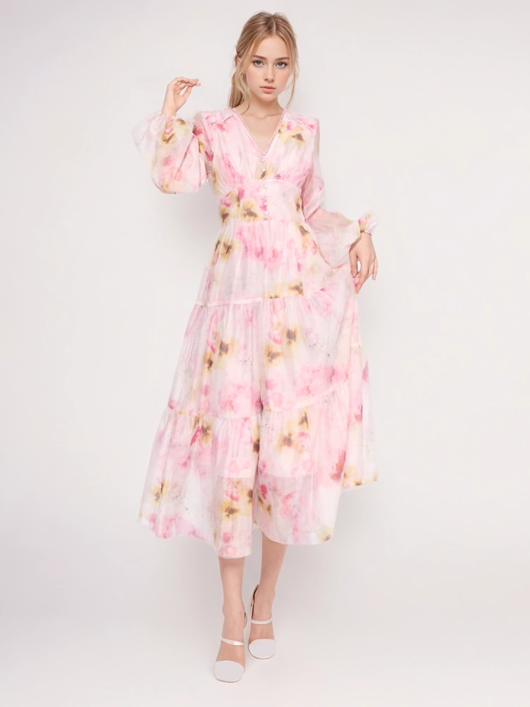 Printing   Lower Back  Maxi Dresses New