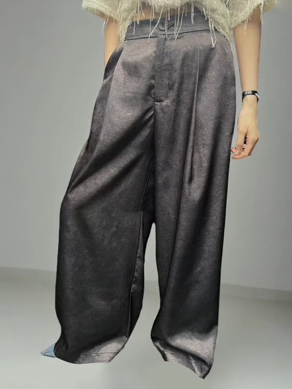 High Waist Pleated Straight Leg Mop Pants New