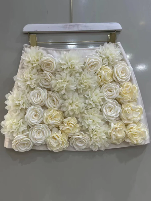 3D Floral A -line Mini  Skirt New