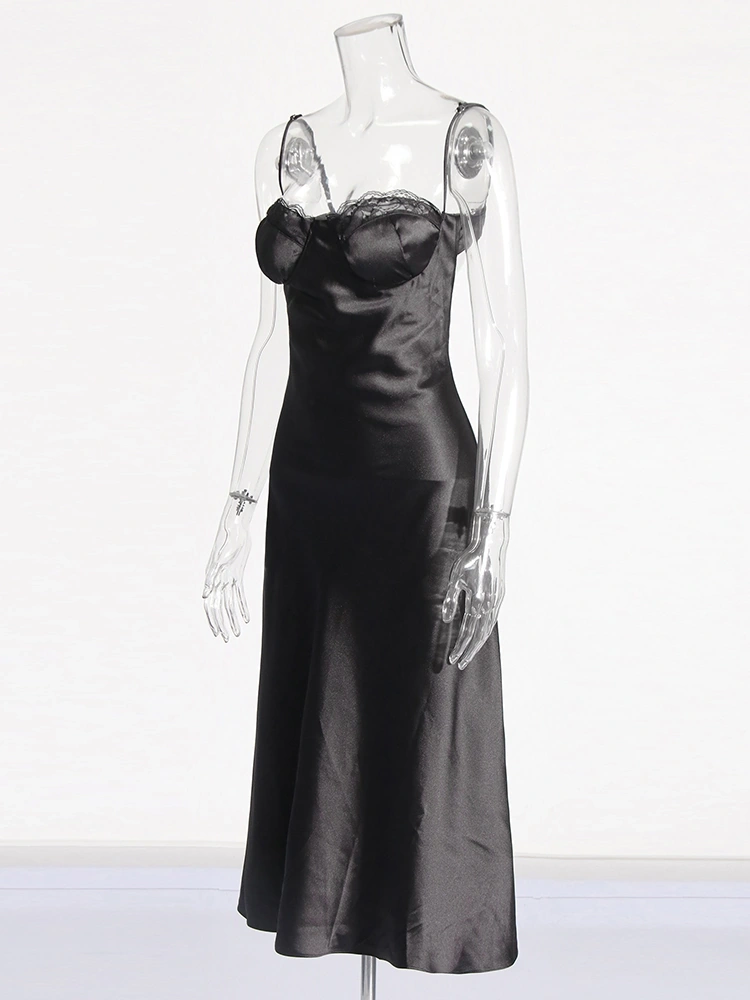 Sexy Backless Retro Lace Patchwork  Maxi Dresses New