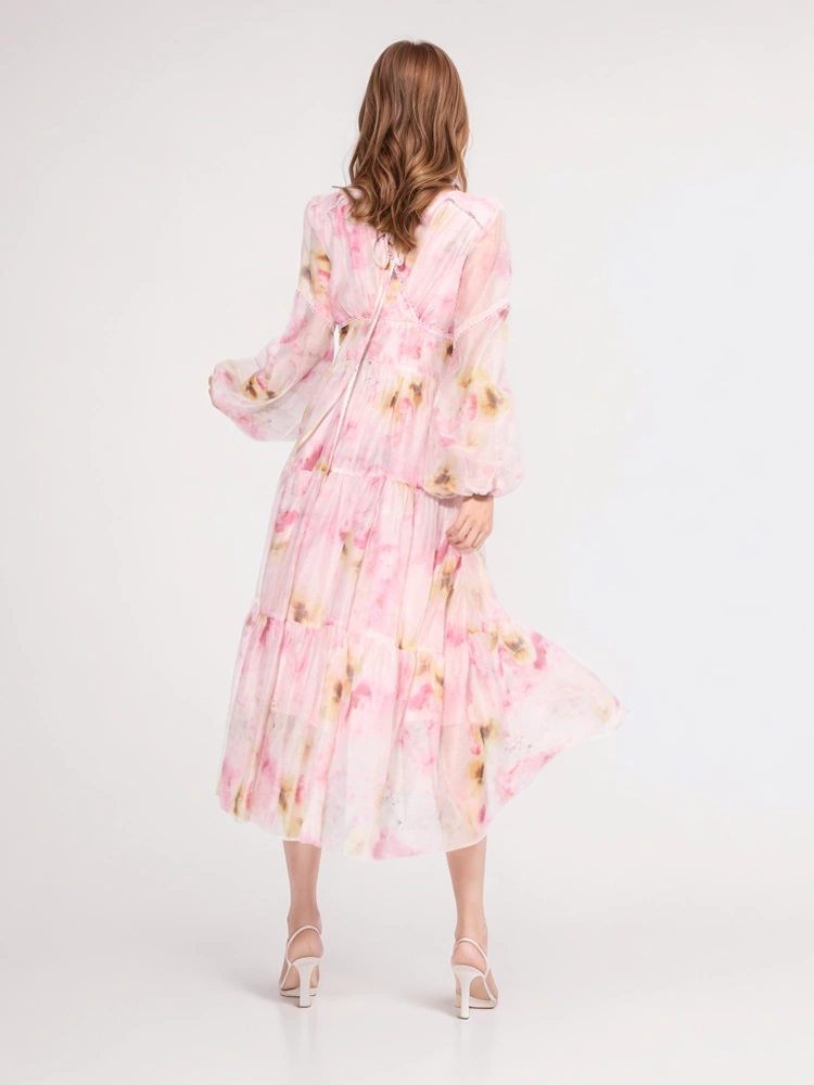 Printing   Lower Back  Maxi Dresses New