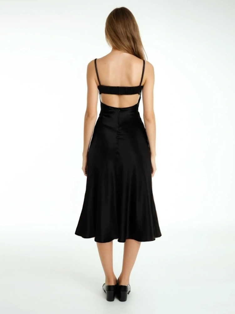 Sexy Backless Retro Lace Patchwork  Maxi Dresses New