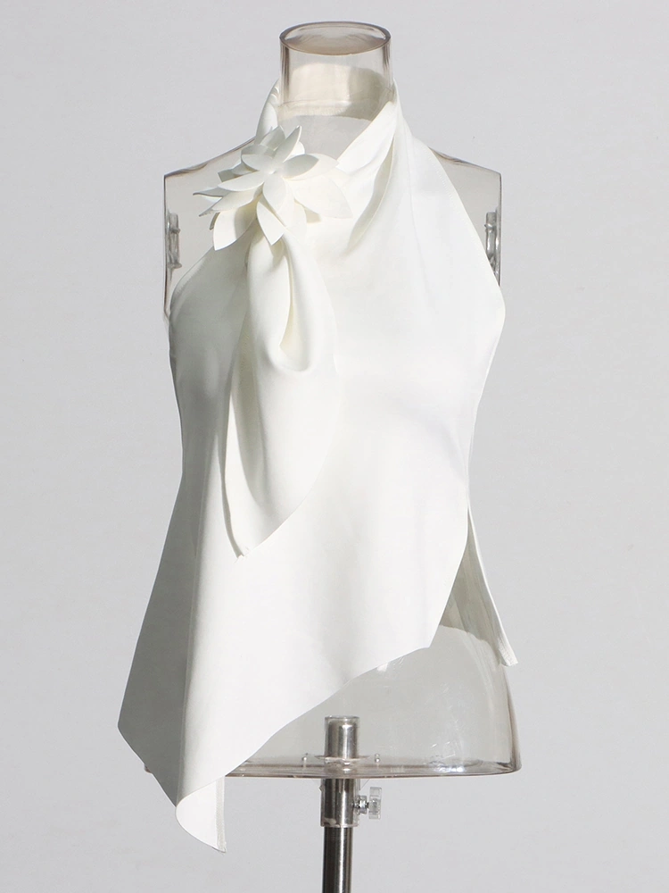 Asymmetric Diagonal Hanging Neck Large Backless Vest New