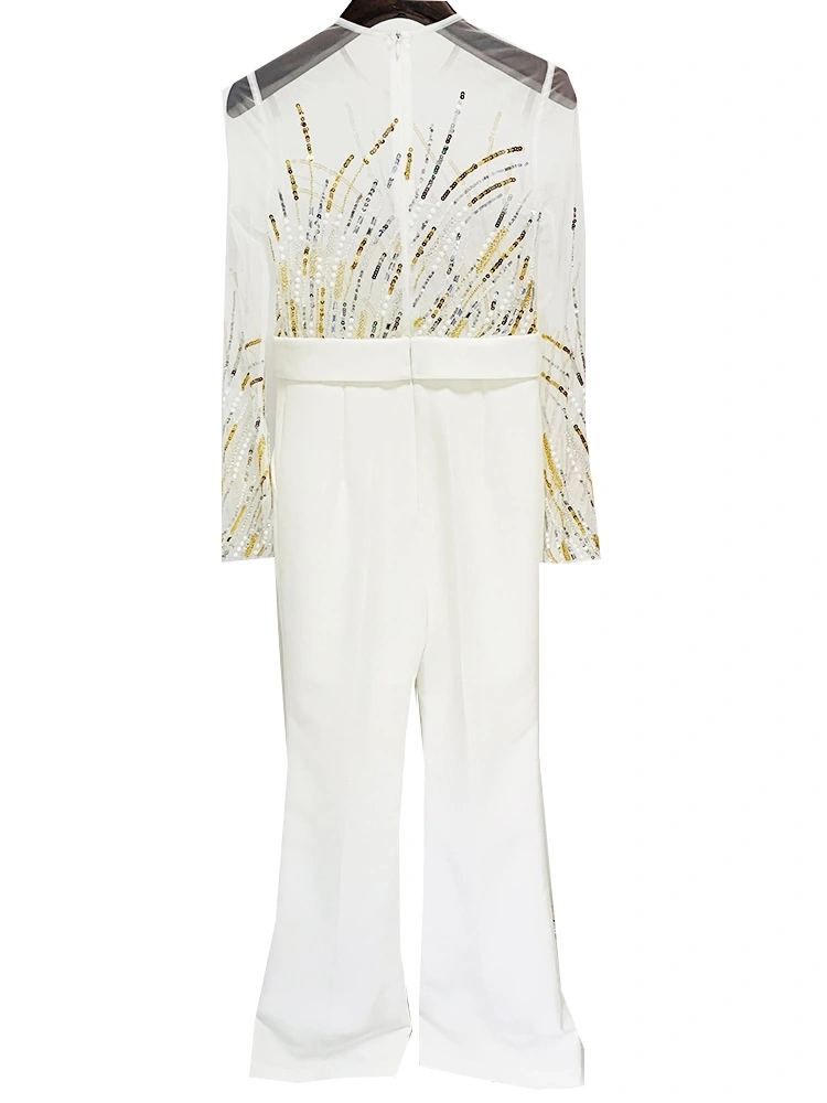 Mesh Splicing Sequin Diamonds Jumpsuit New