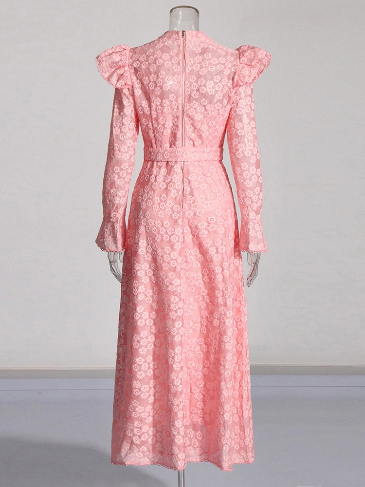 Stand Collar Printing Mesh Long Sleeve Dresses New