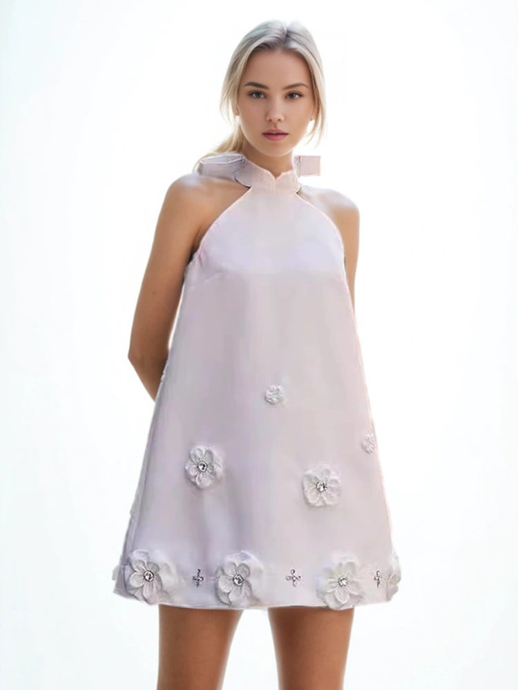 3D Flower Sleeveless halterneck  Dresses New