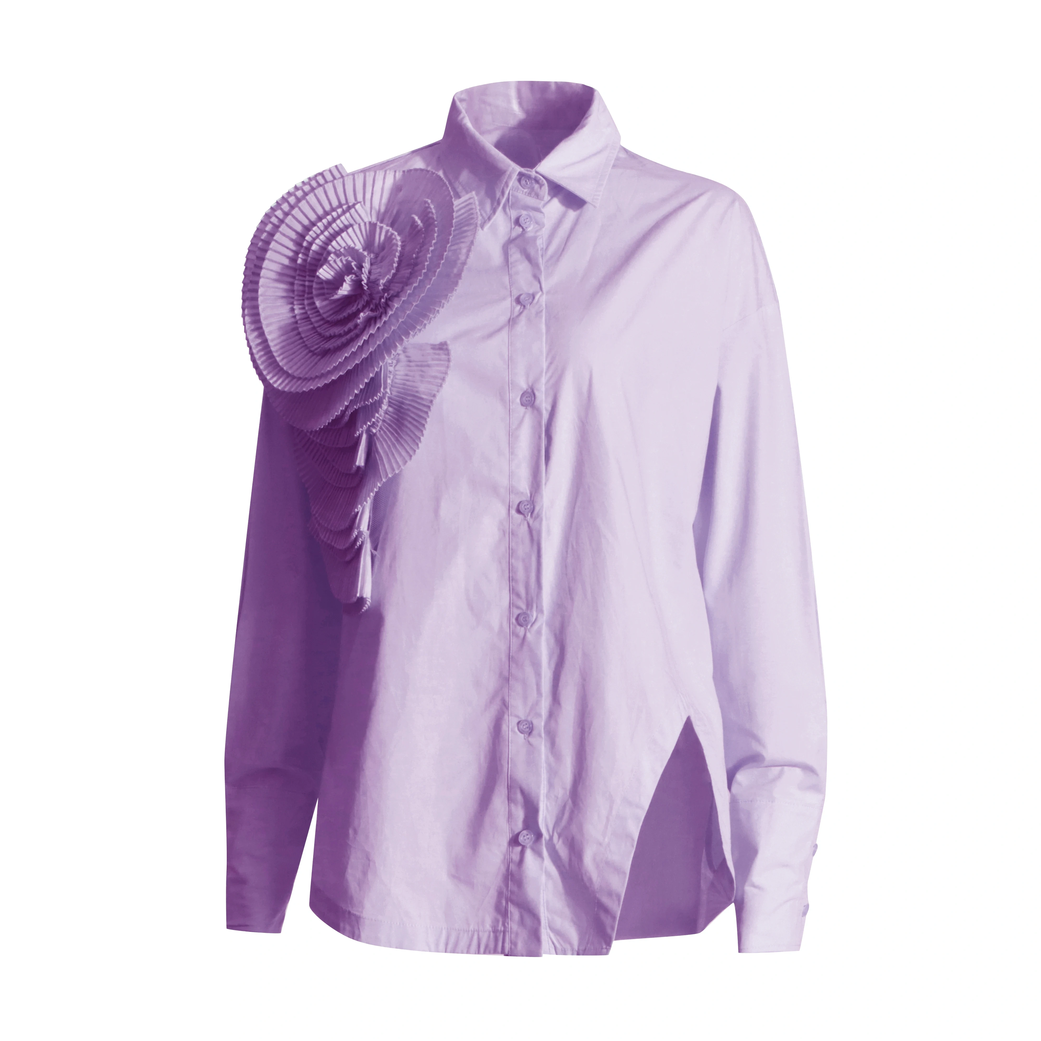 3D Floral Large Loose Irregular Shirt