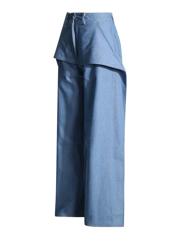 Design Retro Irregular Wide Leg Jeans