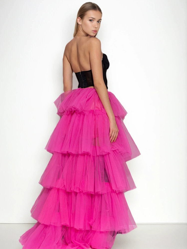 Mesh Patchwork Cake Puffy Skirt