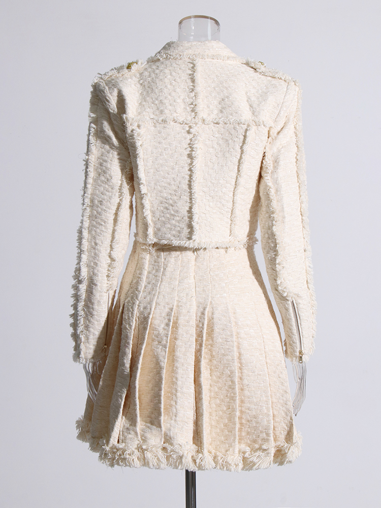 Coarse Tweed  Tassel  Two Piece Set